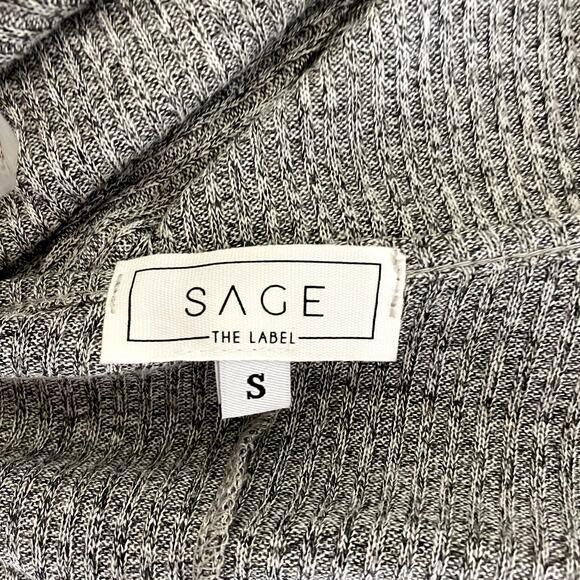 SAGE THE LABEL Gray Ribbed Knit Open Front Half Sleeve Cardigan - Picture 4 of 6